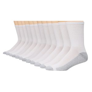 Hanes Double Tough Men's Crew Socks, Shoe Sizes 12-14, 12-Pairs