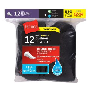 Hanes Double Tough Men's Low-Cut Socks, 12 Pairs (Big & Tall)