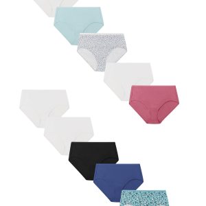 Hanes Just My Size Women's Cotton Brief Underwear, Assorted, 10-Pack (Plus Size)