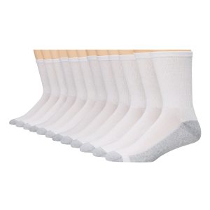Hanes Double Tough Men's Crew Socks, Shoe Sizes 6-12, 12-Pairs