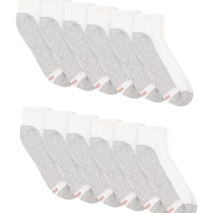 Hanes Double Tough Men's Ankle Socks, Shoe Sizes 6-12, 12-Pairs