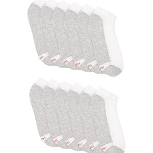 Hanes Double Tough Men's No-Show Socks, Shoe Sizes 6-12, 12-Pairs