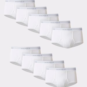 Hanes Men's White Cotton Brief Underwear, 9-Pack