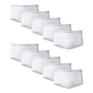 Hanes Men's Value Pack White Cotton Briefs, 10-Pack