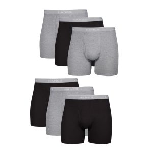 Hanes Comfort Flex Men's Cotton Boxer Brief Underwear, Moisture-Wicking, 6-Pack