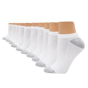 Hanes Women's No Show Socks, Cushioned, Extended Sizes, 10-Pairs