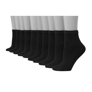Hanes Women's Athletic Ankle Socks, Full Sole Cushion, 10-Pairs