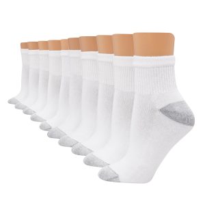 Hanes Women's Athletic Ankle Socks, Full Sole Cushion, Extended Sizes, 10-Pairs