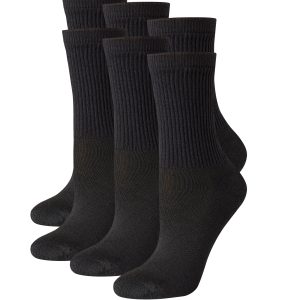 Hanes Women's Crew Socks, Moisture-Wicking, Extended Sizes 8-12, 6-Pairs