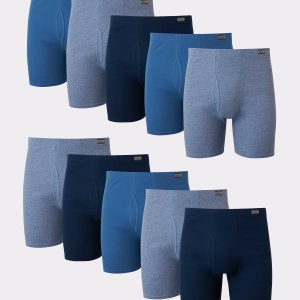 Hanes Men's Boxer Brief Super Value Pack, ComfortSoft Waistband, Assorted Blues, 10-Pack
