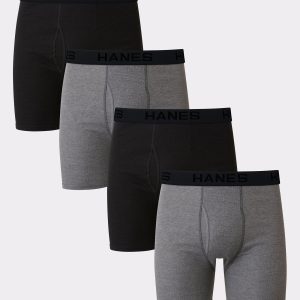 Hanes Ultimate Big Men’s Cotton Boxer Brief Underwear, 4-Pack (Big & Tall Sizes)