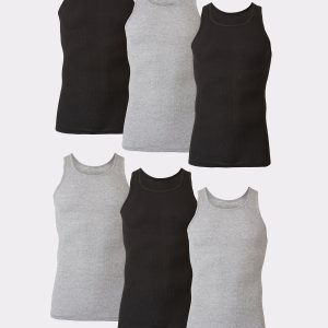 Hanes Ultimate ComfortSoft Men's Tank Undershirt, Black/Grey, 6-Pack