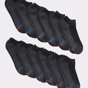 Hanes Men's Cushioned No Show Socks, X-Temp, 12-Pairs