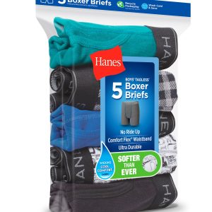 Hanes Comfort Flex Boys' Boxer Brief Underwear, 5-Pack