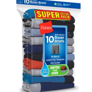 Hanes Comfort Flex Boys' Boxer Brief Underwear, 10-Pack