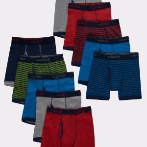 Hanes Comfort Flex Fit Boys' Ringer Boxer Brief Underwear, 10-Pack