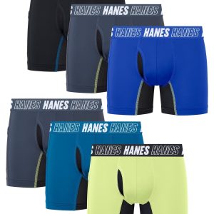 Hanes Moves Boys' Anti-Chafe Boxer Brief Underwear, Assorted, 6-Pack