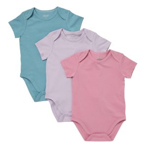 Hanes Pure Comfort Baby Short Sleeve Bodysuits, Organic Cotton, Boys & Girls, 3-Pack