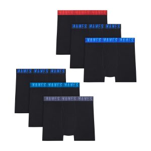 Hanes Moves X-Temp Boys' Underwear Boxer Briefs, 6-Pack, Performance Stretch, Moisture-Wicking