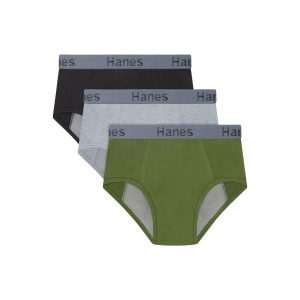 Hanes Confident Nights™ Boys Overnight Underwear Pack, 3-Pack, Light & Moderate Leaks, Blk Multi