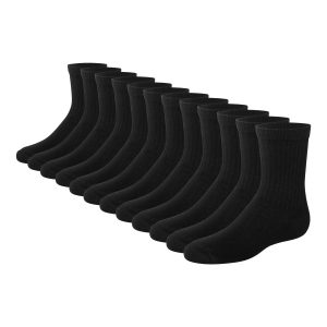 Hanes Double Tough Boys' Cushion Crew Socks, 12-Pairs