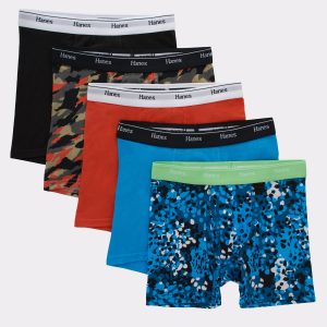 Hanes Originals Boys' Boxer Brief Underwear, Orange & Assorted, 5-Pack