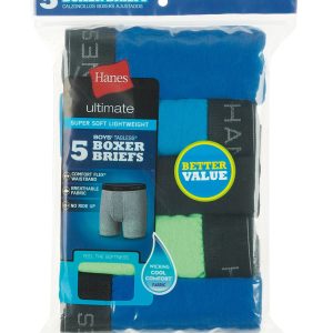 Hanes Ultimate Boys' Lightweight Boxer Brief Underwear, 5-Pack