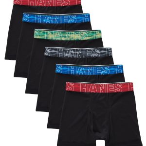 Hanes Boys' Performance Mesh Tween Boxer Briefs Pack, X-Temp, Black, 6-Pack
