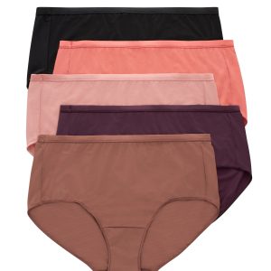 Hanes Just My Size Women's Breathable Mesh Brief Underwear, 5-Pack (Plus Size)