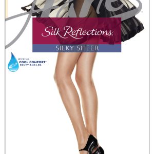 Hanes Silk Reflections Sheer Pantyhose with Control Top, Reinforced Toe, 6-Pack