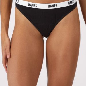 Hanes Soft & Breathable Women’s Ribbed Cotton Thong Underwear, 3-Pack