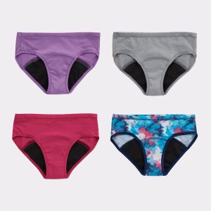 Hanes Comfort, Period. Girls' Hipster Period Underwear, Moderate Protection, Assorted, 4-Pack