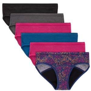 Hanes Girls' Period Underwear Hipsters, 6-Pack, Comfort, Period., Moderate Protection