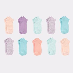 Hanes Comfort Soft Girls' No Show Socks, 10-Pairs