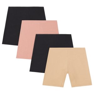 Hanes Girls' Play Shorts, 4-Pack, Cotton Stretch, Assorted Solids Multipacks