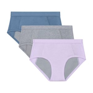 Hanes Confident Nights™ Girls' Overnight Underwear, 3-Pack, Light & Moderate Leaks, Grey Multi