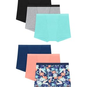 Hanes Girls' Period Underwear Boxer Briefs, 6-Pack, Comfort, Period., Moderate Protection