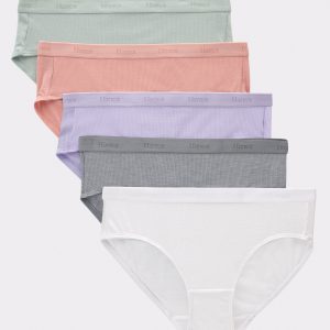 Hanes Originals Girls' SuperSoft Hipster Underwear, 5-Pack