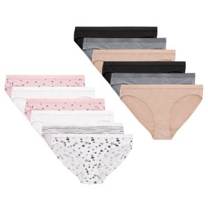 Hanes Girls’ Underwear Bikini, 12-Pack, Cotton Stretch