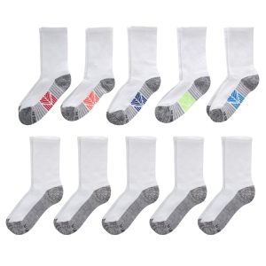 Hanes Ultimate Double Tough Boys' Crew Socks, 10-Pairs