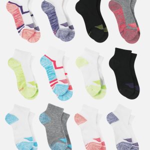 Hanes Cool Comfort Girls' Mesh Ankle Socks, 12-Pairs