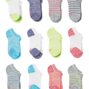 Hanes Cool Comfort Girls' Mesh No Show Socks, 12-Pairs