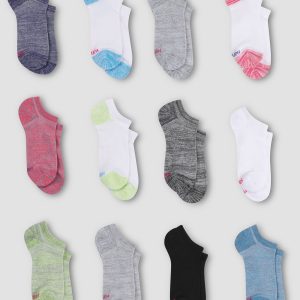 Hanes Cool Comfort Girls' Mesh Super No Show Socks, 12-Pairs