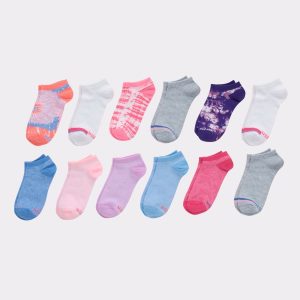 Hanes Girls' No Show Socks, Fashion Pack, 12-Pairs
