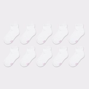 Hanes Girls' Ankle Socks Pack, 10-Pack, White
