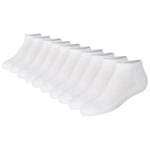 Hanes Girls' No Show Socks, White, 10-Pack