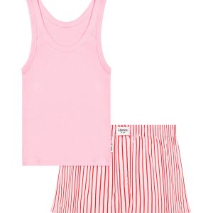 Hanes Originals Women's Comfywear Pajama Set, Sleep Top & Woven Shorts, Loungewear