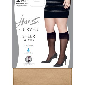 Hanes Curves Women's Sheer Socks, 2-Pairs