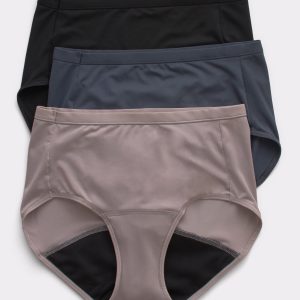 Hanes Comfort, Period. Women's Brief Period Underwear, Light Leaks, Neutrals, 3-Pack
