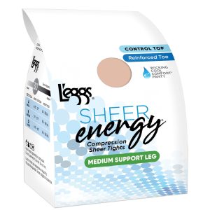L'eggs Sheer Energy Medium Support Compression Tights, Reinforced Toe